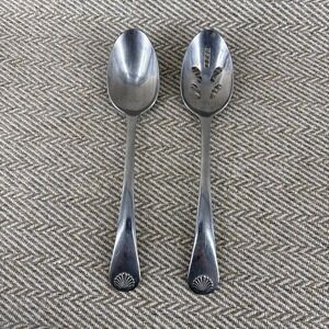 Reed & Barton Seychilles Seashell Slotted Serving Spoon & Solid Serving Spoon